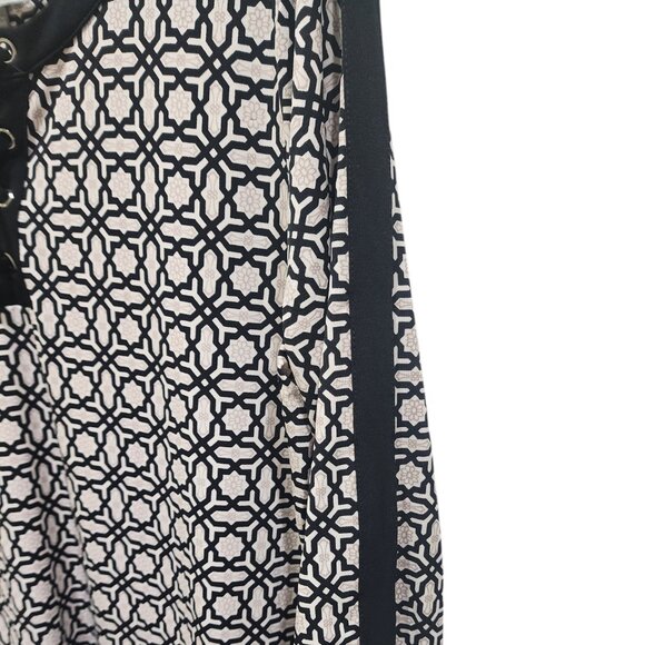 JM Collection Lace-Up Printed Tunic Top Women’s Large Boho Style Black Pink - Picture 3 of 14